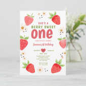 手描きストロベリースイートワンベリー1st誕生日 招待状 (スタンド正面)