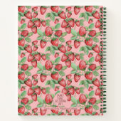 手描きストロベリーパターンピンクコテージコア ノートブック (裏面)