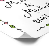 手描きストーククレスト赤ちゃんシャワー歓迎サイン ポスター (角)