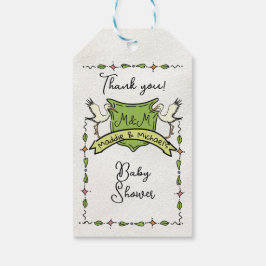 手描きストーククレスト赤ちゃんシャワー ギフトタグ