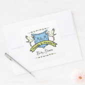 手描きストーククレスト赤ちゃんシャワー スクエアシール (封筒)