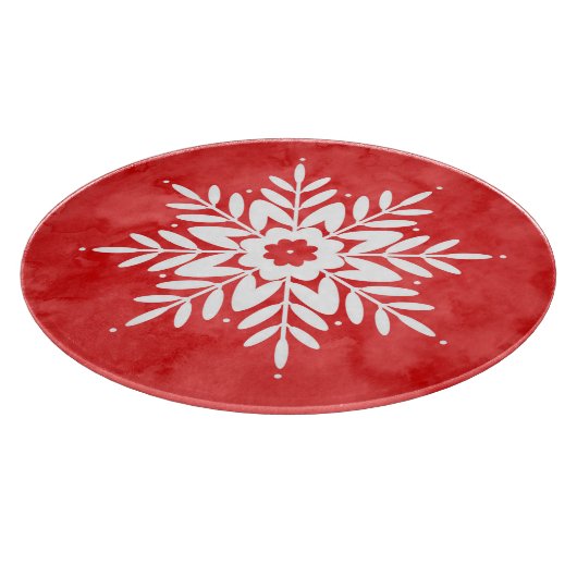 手描きスノーフレーク、抽象芸術水彩 カッティングボード (角)