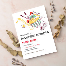 手描きスパイシー卵ラーメンBBQ誕生日 招待状