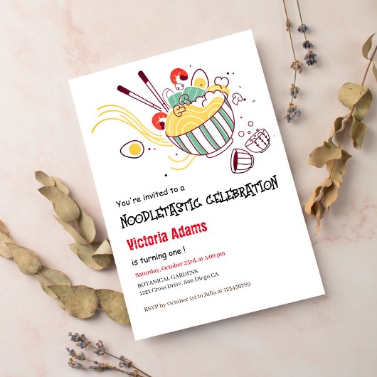 手描きスパイシー卵ラーメンBBQ誕生日 招待状