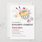 手描きスパイシー卵ラーメンBBQ誕生日 招待状 (正面)