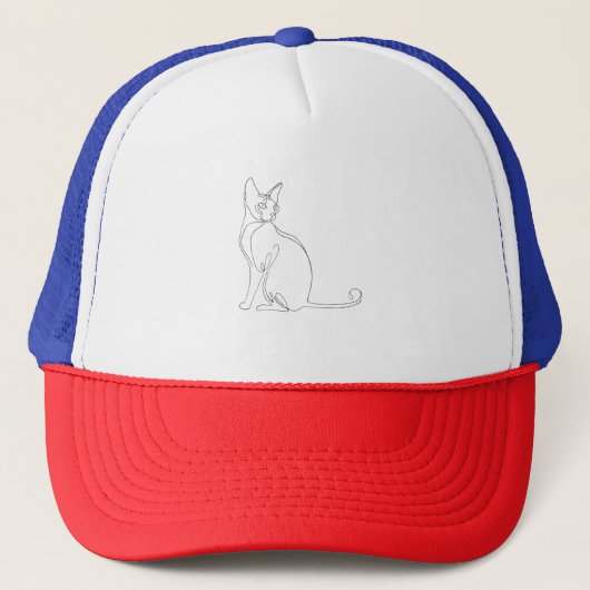 手描きスフィンクス猫のミニマリストデザイン キャップ (正面)