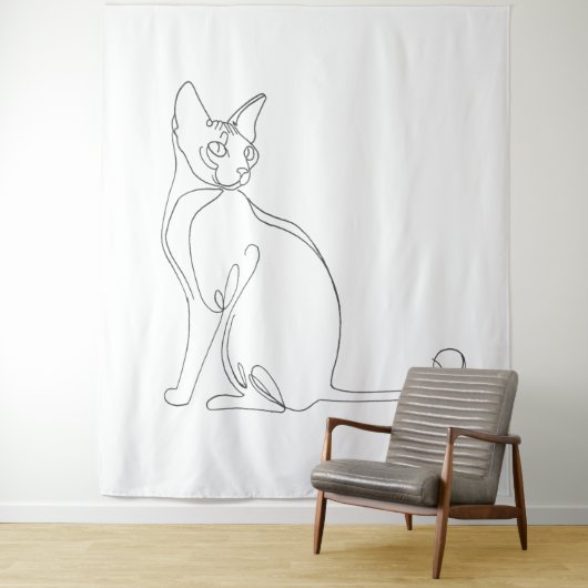 手描きスフィンクス猫のミニマリストデザイン タペストリー (インサイチュ)