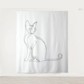 手描きスフィンクス猫のミニマリストデザイン タペストリー (正面)