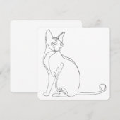 手描きスフィンクス猫のミニマリストデザイン 招待状 (正面/裏面)