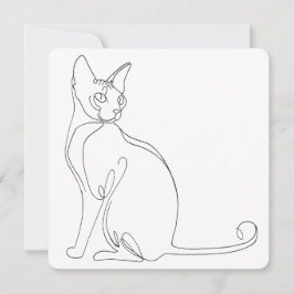手描きスフィンクス猫のミニマリストデザイン 招待状