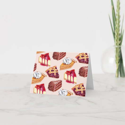 手描きスライスされたデザートのパイとケーキ カード (正面)