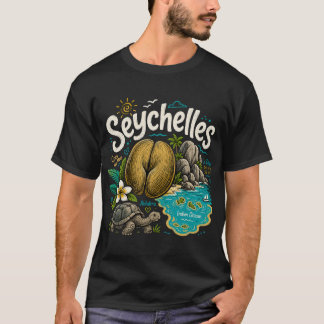 手描きセーシェル旅行アートのランドマーク Tシャツ