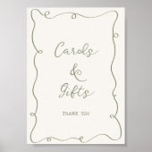 手描きセージ緑のフレームカード&ギフト ポスター (正面)