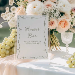 手描きセージ緑フレーム花バー ポスター