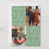 手描きセージ緑メリークリスマス2写真 シーズンカード (正面)