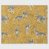 手描きゼブラのシームレスパターン（背黒） ラッピングペーパー (フラット)