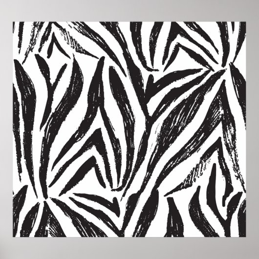 手描きゼブラ:ヴィンテージプリント。 ポスター (正面)