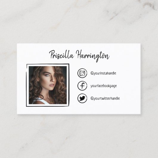 手描きソーシャルメディアアイコン写真 コーリングカード (正面)