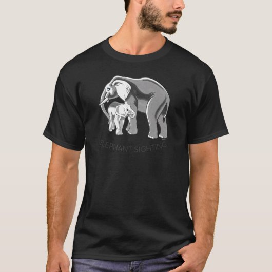 手描きゾウの目撃 Tシャツ (正面)