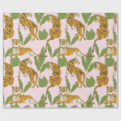 手描きタイガーのシームレスなパターン、difの大きな猫 ラッピングペーパー (フラット)