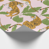 手描きタイガーのシームレスなパターン、difの大きな猫 ラッピングペーパー (角)