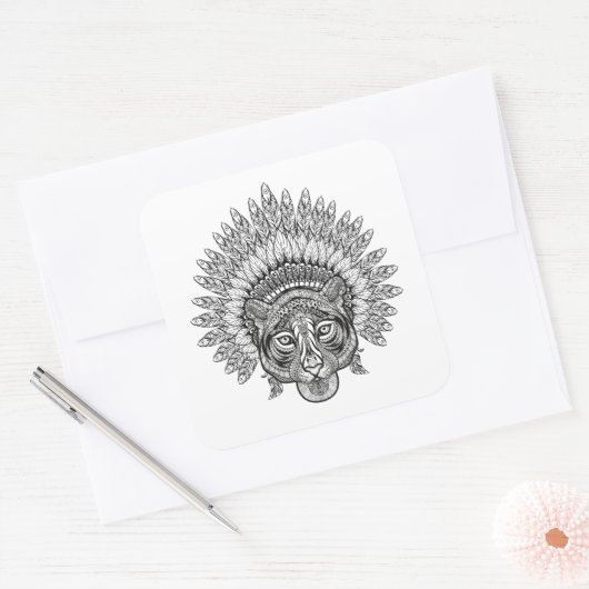 手描きタイガースタイル スクエアシール (封筒)