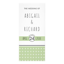 手描きタイポグラフィセージ緑の結婚式プログラム ラックカード