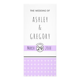 手描きタイポグラフィラベンダー結婚式プログラム ラックカード