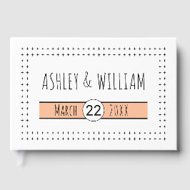 手描きタイポグラフィ桃のジオメト結婚リー ゲストブック