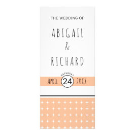 手描きタイポグラフィ桃の結婚式プログラム ラックカード