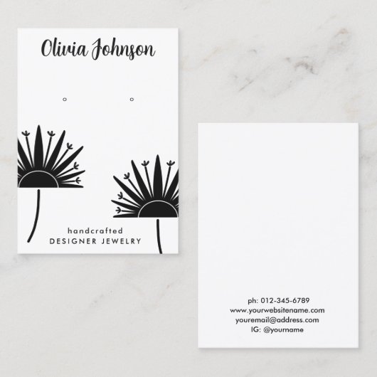 手描きタンポポジュエリーイヤリングディスプレイ 名刺 (正面/裏面)