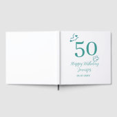 手描きターコイズと雲の名入れ50歳の誕生日デザイン ゲストブック (全面)