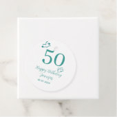 手描きターコイズと雲の名入れ50歳の誕生日デザイン フェイバータグ (インサイチュ)