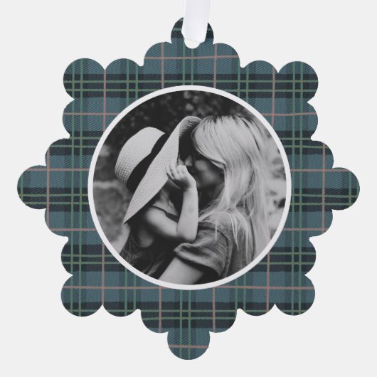 手描きタータンチェックブループレイド写真 オーナメントカード (正面)