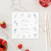 手描きダスティブルーの結婚式 スタンダードカクテルナプキン (インサイチュ)