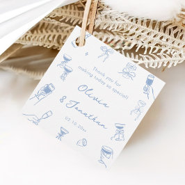 手描きダスティブルー結婚の感謝 フェイバータグ