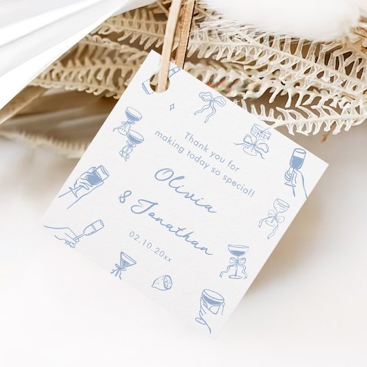 手描きダスティブルー結婚の感謝 フェイバータグ