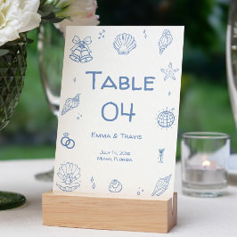 手描きダスティブルー結婚コースト テーブルナンバー