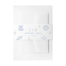 手描きダスティブルー結婚コースト 招待状ベリーバンド