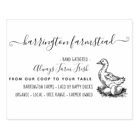 手描きダックファミリーファームフレッシュエッグカートン ラバースタンプ (インプリント)