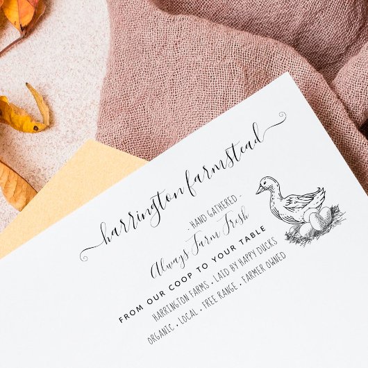 手描きダックファミリーファームフレッシュエッグカートン ラバースタンプ