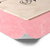 手描きダマスクピンクnクリーム方向シンボルや象徴 ポスター (角)