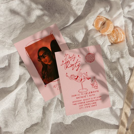 手描きダーティ30thフォトバースデーパーティー 招待状