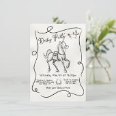 手描きダービーレースホースドードルモダンパーティー 招待状 (スタンド正面)