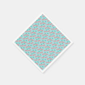 手描きチェリーの水彩画 ピンク ティール スタンダードカクテルナプキン (角)