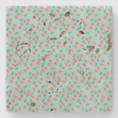 手描きチェリーの水彩画 ピンク ティール ストーンコースター (正面)