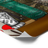 手描きチキンアート |かわいいチキンの花 ポスター (角)