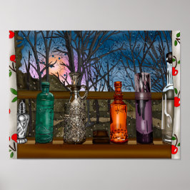 手描きチキンアート |かわいいチキンの花 ポスター