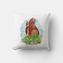 手描きチキンアート クッション