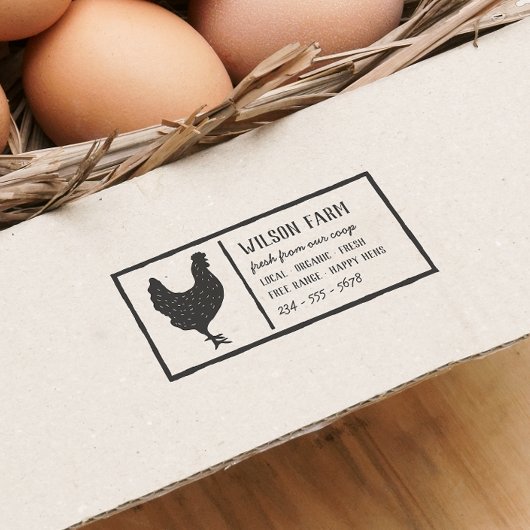手描きチキンヴィンテージファミリーファーム卵カートン ラバースタンプ